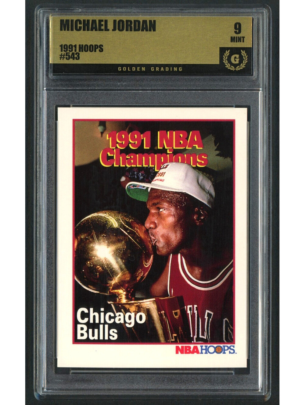 1991 Hoops #543 Michael Jordan Bulls NBA Champions Graded 9 Mint
